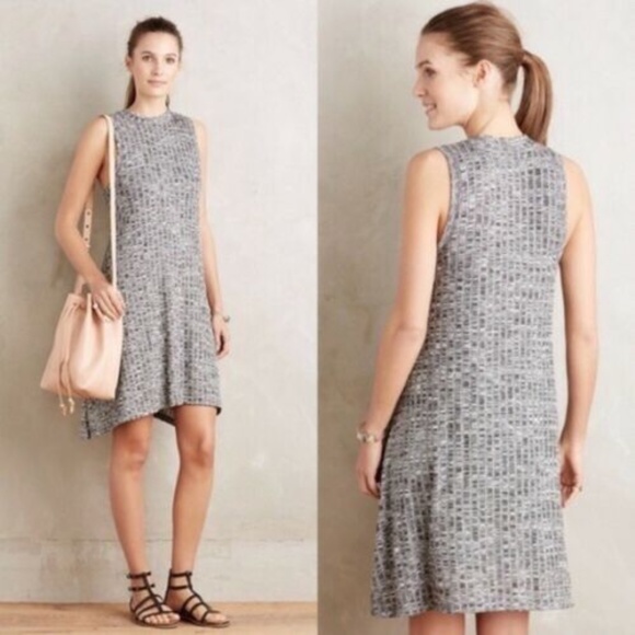 Maeve Anthropologie Heather Gray Ribbed Dress - Picture 1 of 5